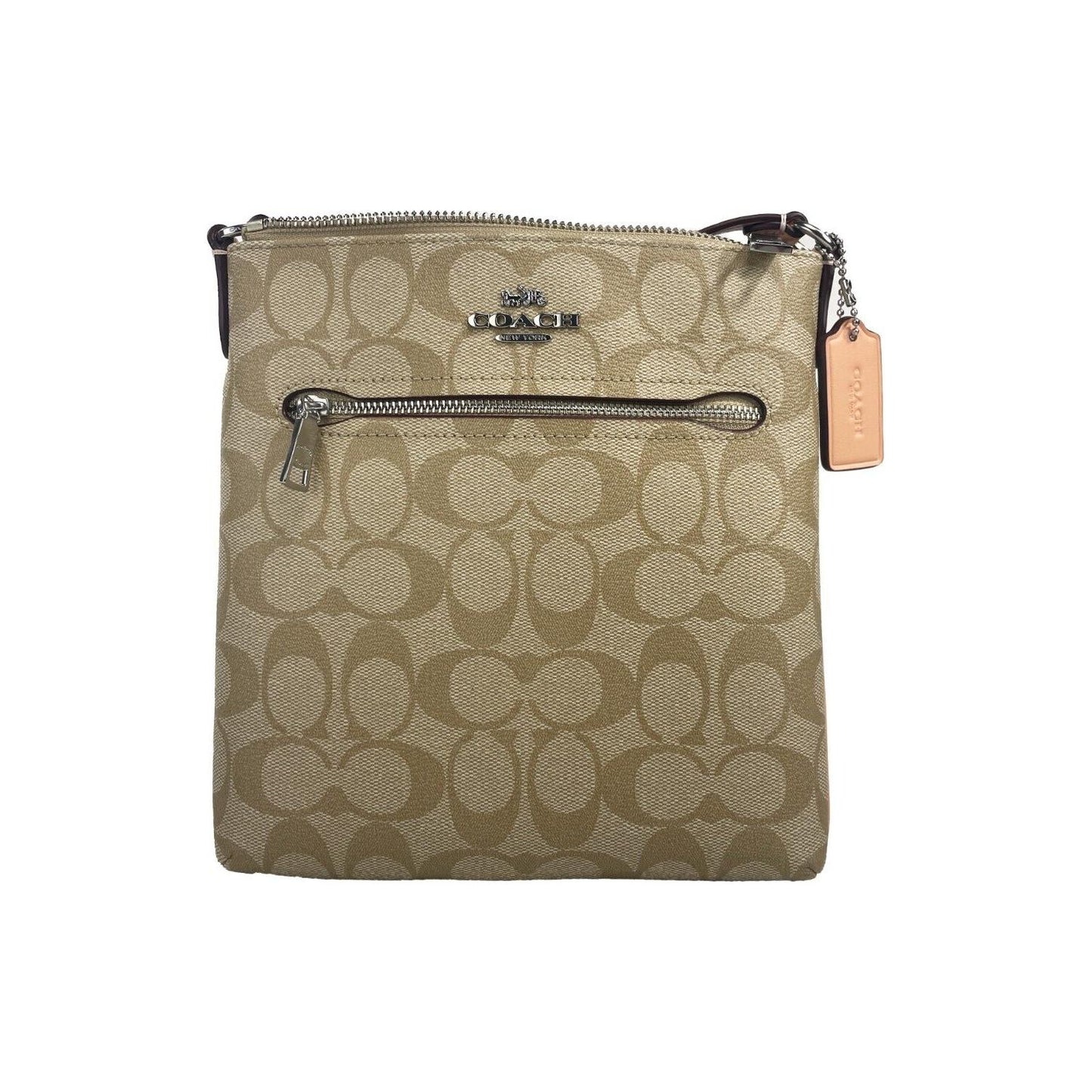 COACH Rowan Mini Crossgrain Leather File Crossbody Bag Light Khaki Faded Blush CS182 COACH