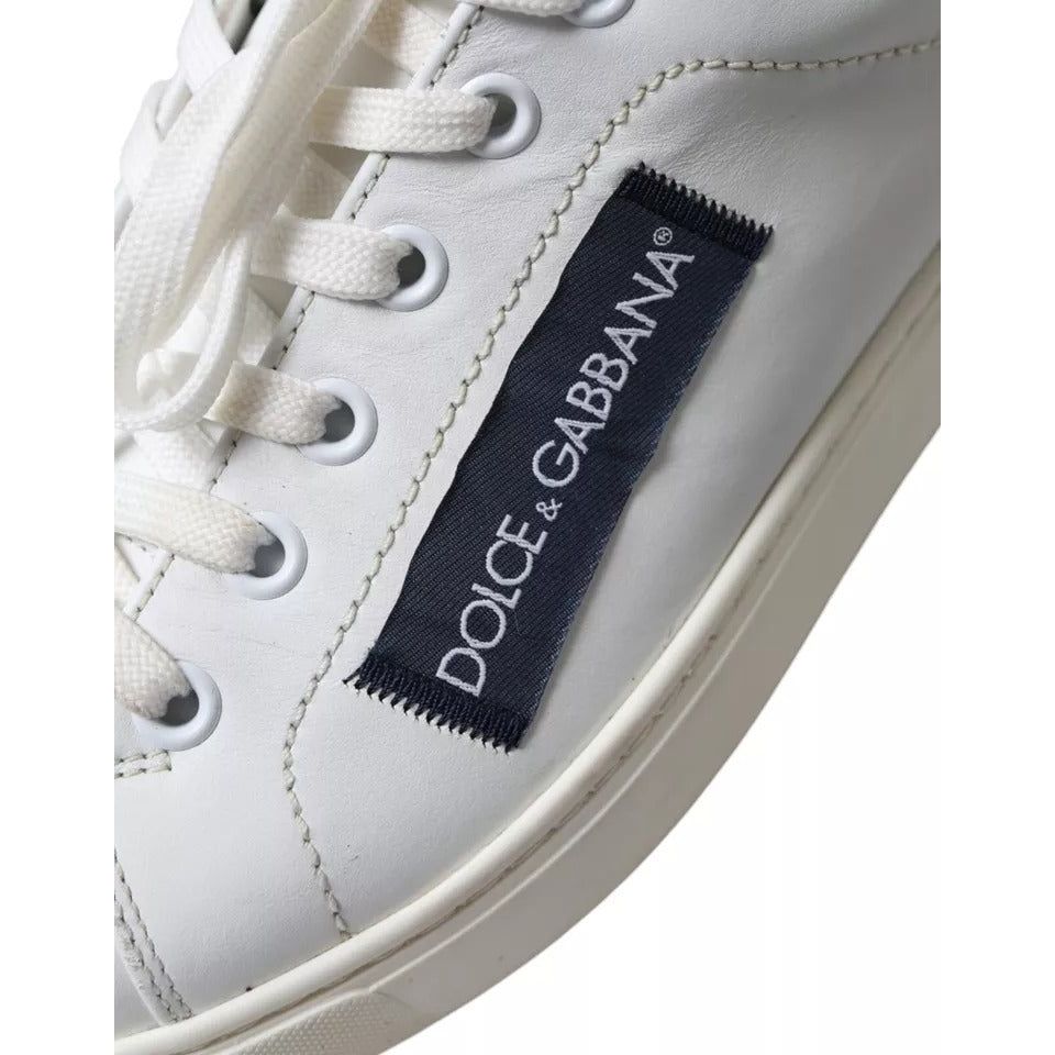 Dolce & Gabbana White Black Leather Low Top Sneakers Portofino Shoes Dolce & Gabbana