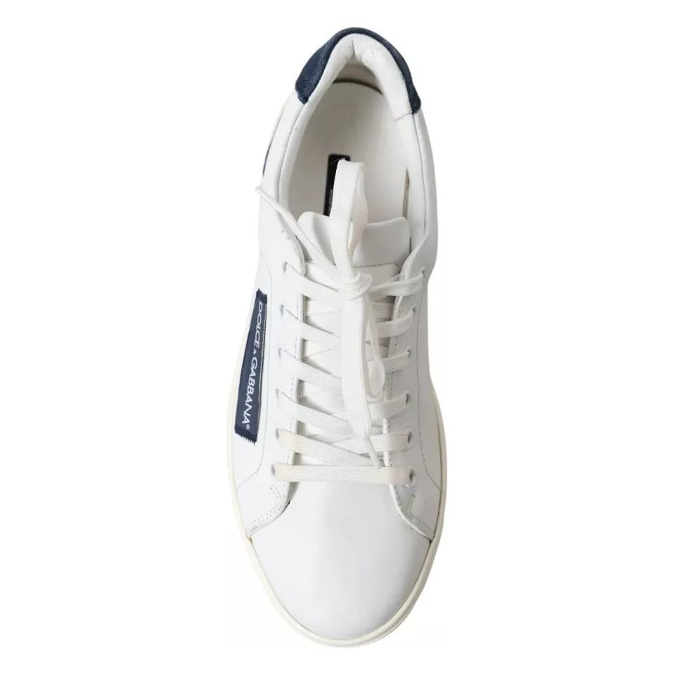 Dolce & Gabbana White Black Leather Low Top Sneakers Portofino Shoes Dolce & Gabbana