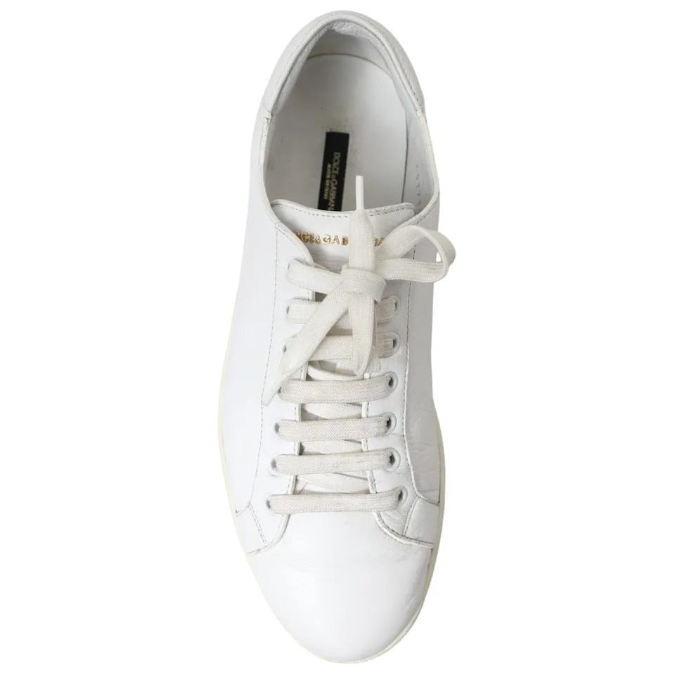 Dolce & Gabbana White Leather Lace Up Sneakers Saint Tropez Shoes Dolce & Gabbana