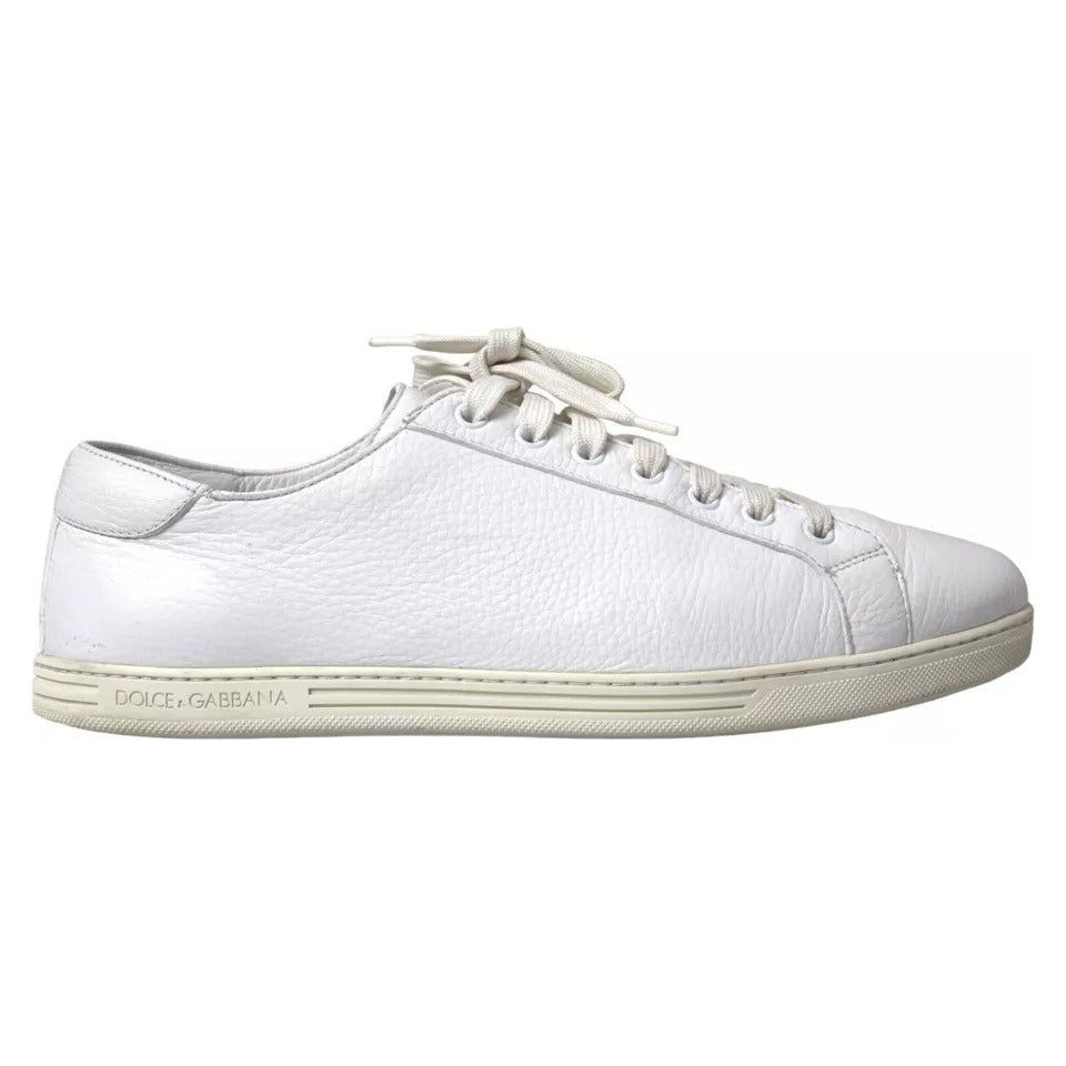 Dolce & Gabbana White Leather Lace Up Sneakers Saint Tropez Shoes Dolce & Gabbana