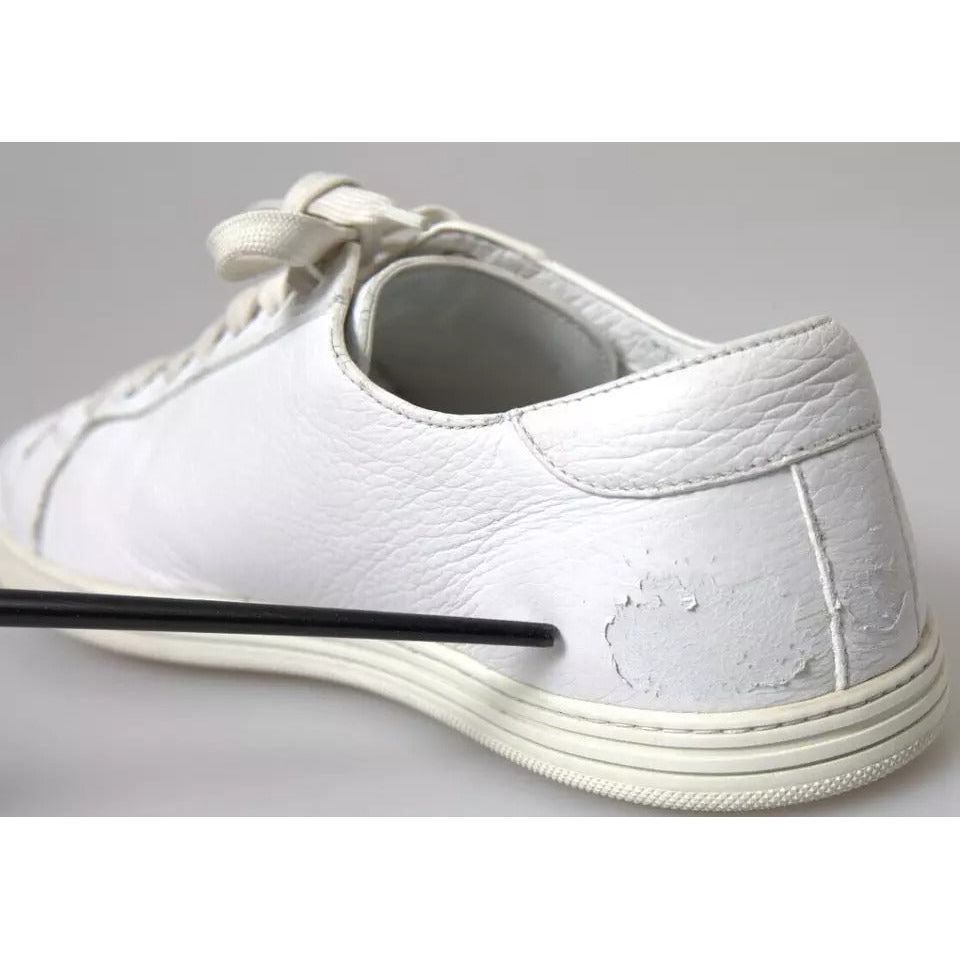 Dolce & Gabbana White Leather Lace Up Sneakers Saint Tropez Shoes Dolce & Gabbana