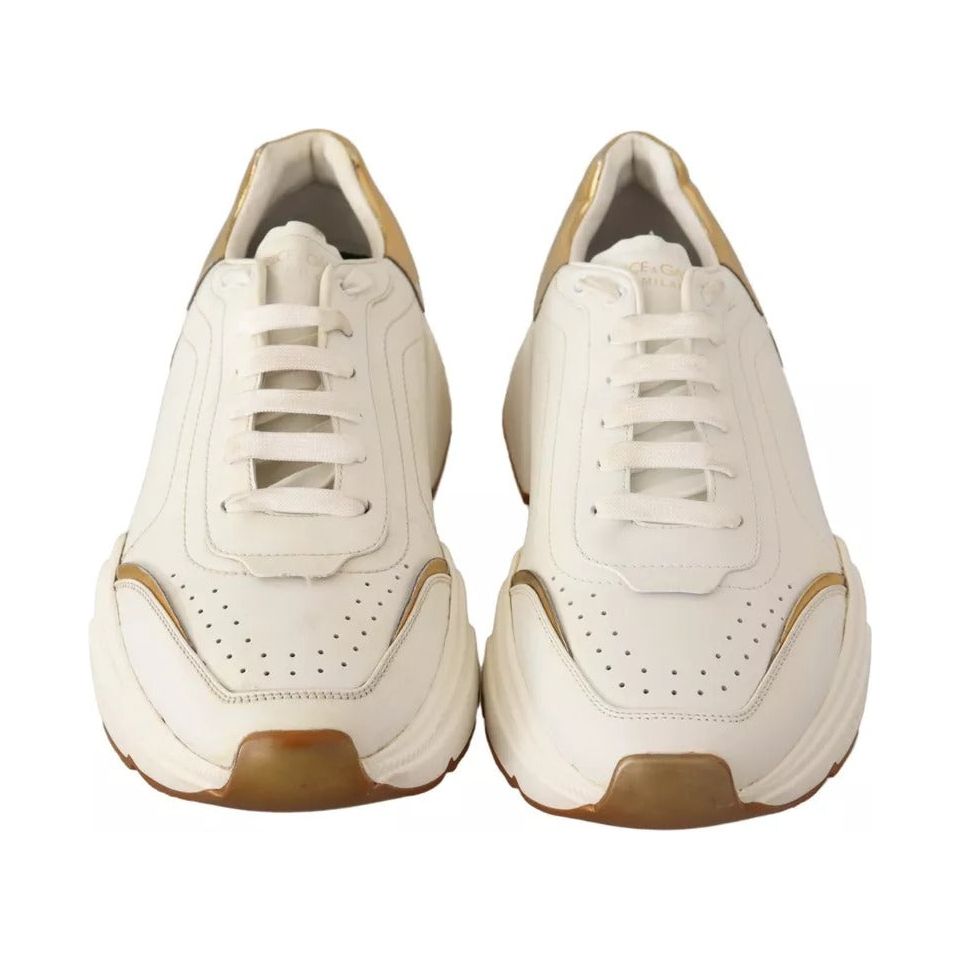 Dolce & Gabbana White Gold Leather Sport DAYMASTER Sneakers Shoes Dolce & Gabbana