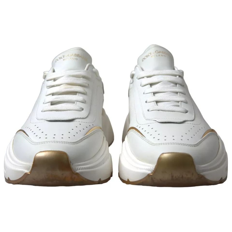 Dolce & Gabbana White Gold Leather Sport DAYMASTER Sneakers Shoes Dolce & Gabbana