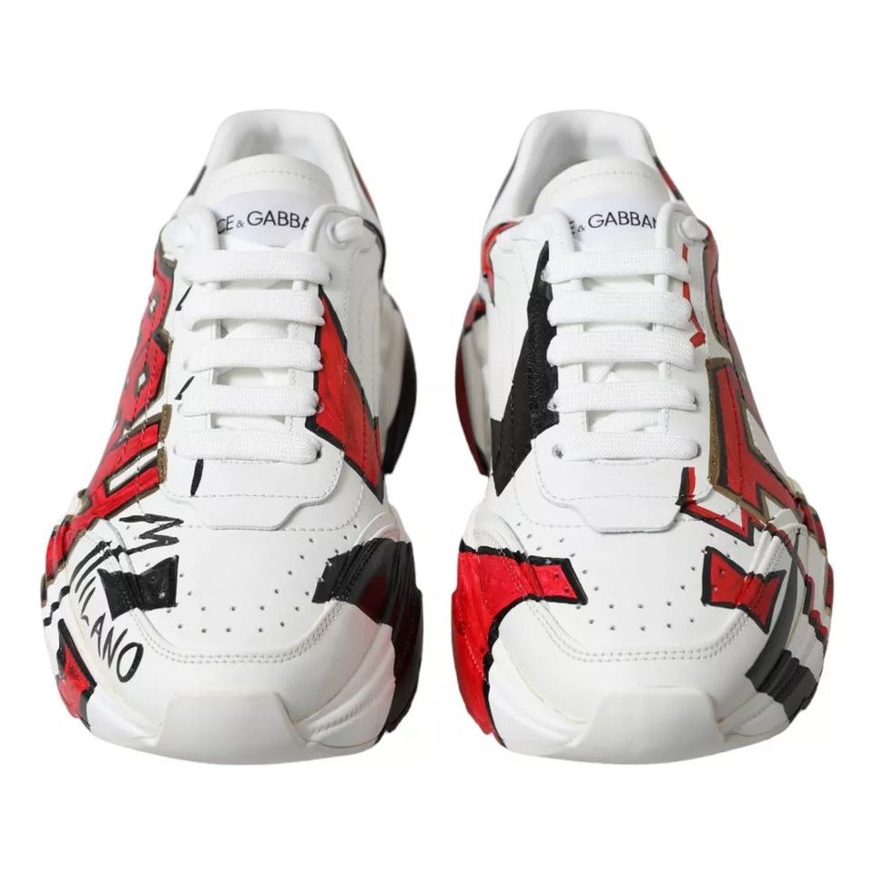 Dolce & Gabbana White Daymaster Hand Painted Sneakers Shoes Dolce & Gabbana