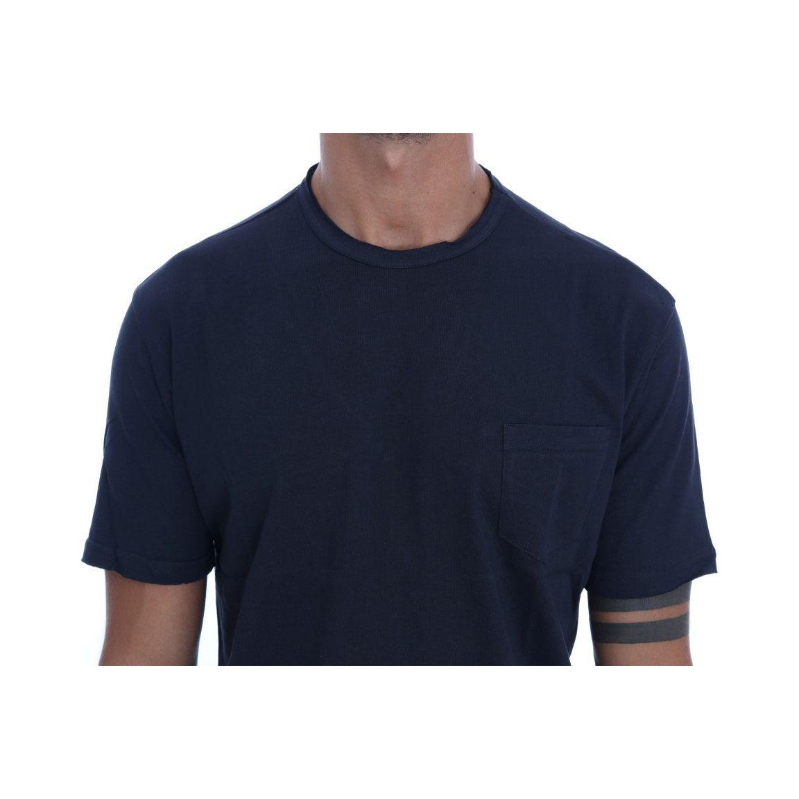 Daniele Alessandrini Chic Blue Cotton Crew-Neck Tee Daniele Alessandrini