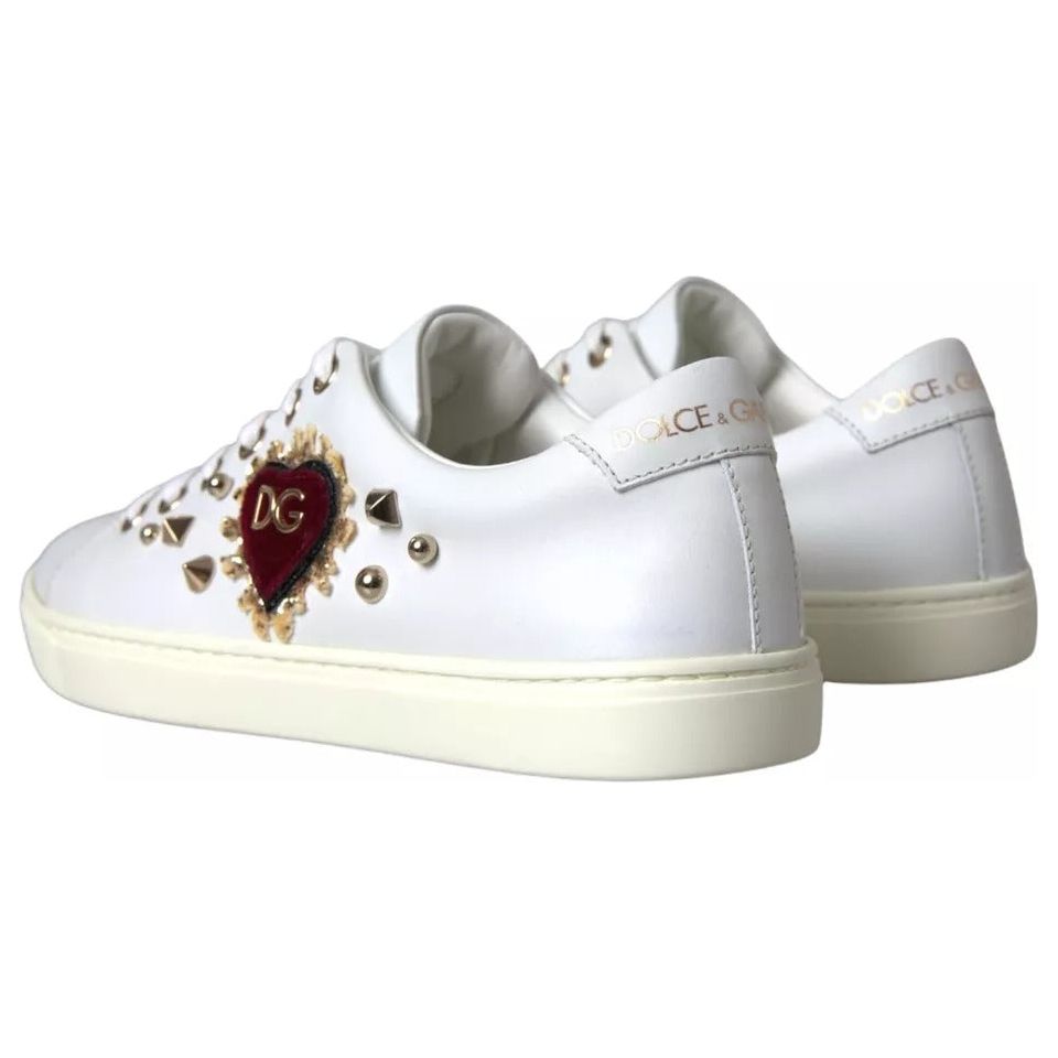 Dolce & Gabbana White Portofino Sacred Heart Sneakers Women Shoes Dolce & Gabbana