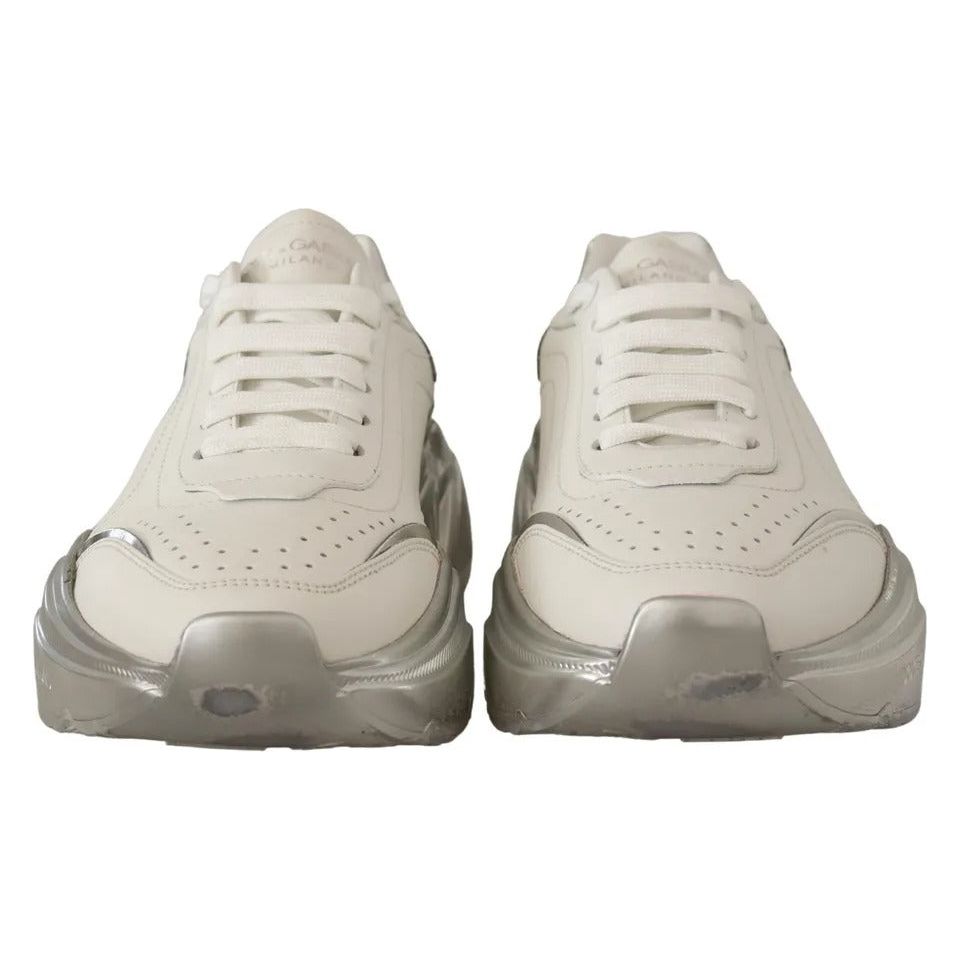 Dolce & Gabbana White Silver Leather Daymaster Women Sneakers Shoes Dolce & Gabbana