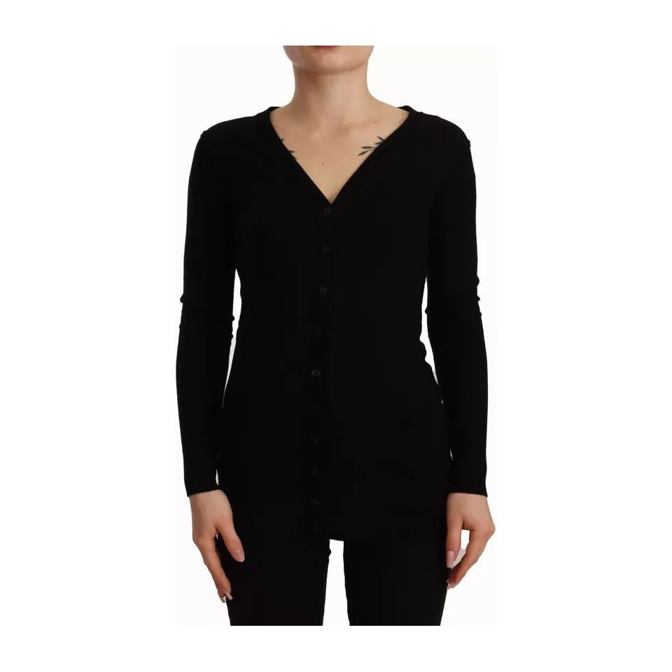 Dolce & Gabbana Black Wool Knit Button Down Cardigan Sweater Dolce & Gabbana