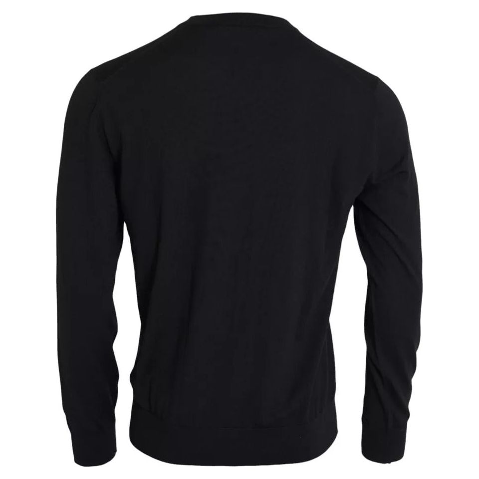 Dolce & Gabbana Black Wool Knit Crew Neck Pullover Sweater Dolce & Gabbana