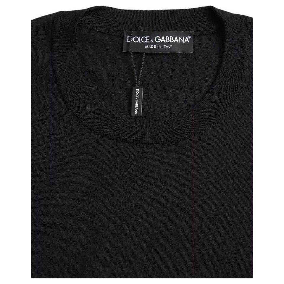 Dolce & Gabbana Black Wool Knit Crew Neck Pullover Sweater Dolce & Gabbana