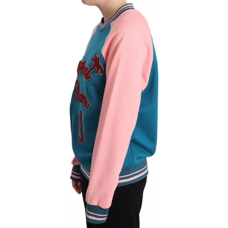 Dolce & Gabbana Blue Pink Tropical Queen Pullover Sweater Dolce & Gabbana