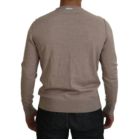 Dolce & Gabbana Brown Virgin Wool Crew Neck Pullover Sweater Dolce & Gabbana