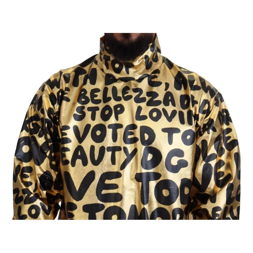 Dolce & Gabbana Gold Logo Print Turtleneck Pullover Sweater Dolce & Gabbana