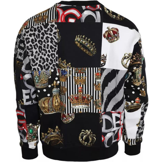 Dolce & Gabbana Multicolor Crown Print Patchwork Sweatshirt Sweater Dolce & Gabbana