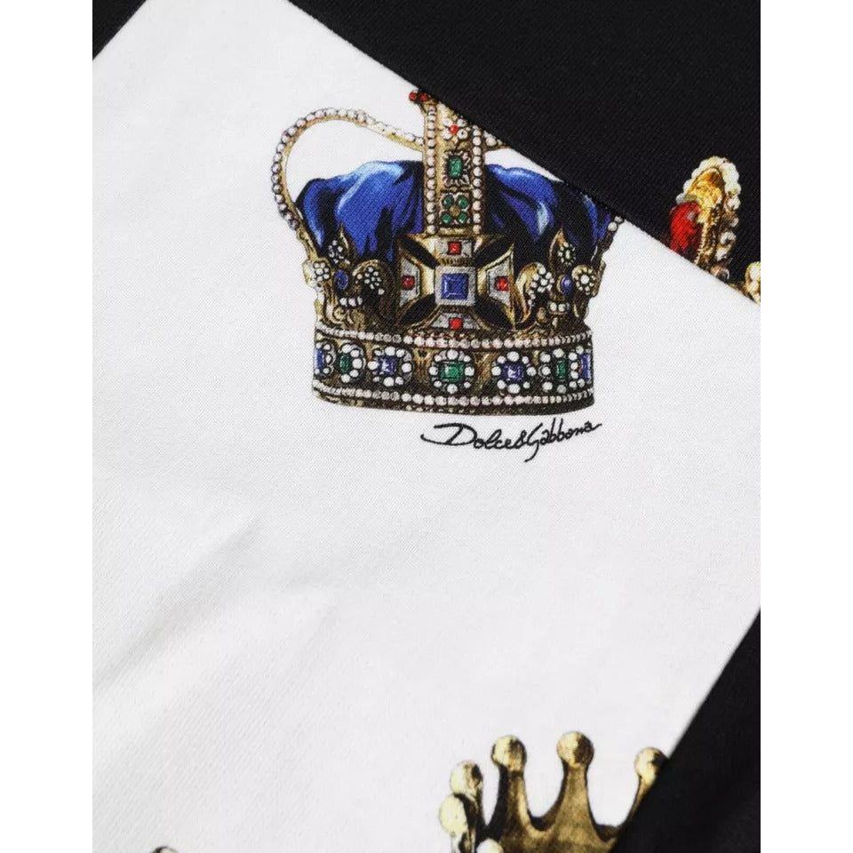 Dolce & Gabbana Multicolor Crown Print Patchwork Sweatshirt Sweater Dolce & Gabbana