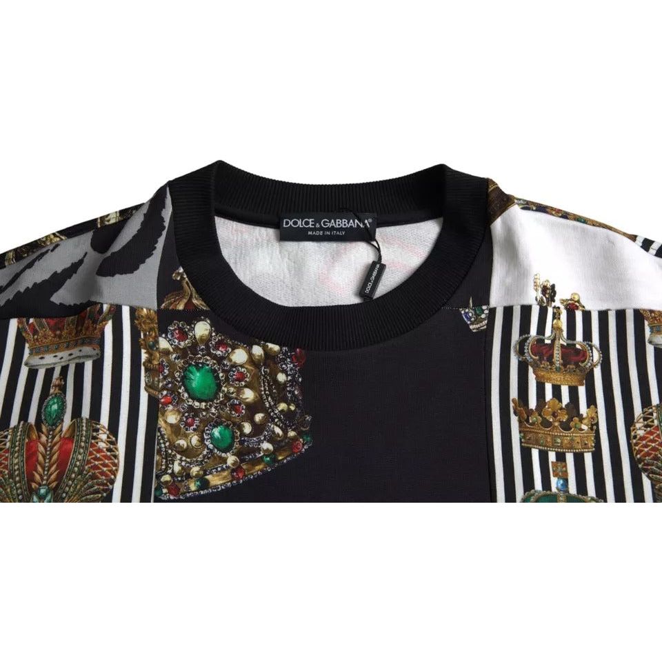 Dolce & Gabbana Multicolor Crown Print Patchwork Sweatshirt Sweater Dolce & Gabbana