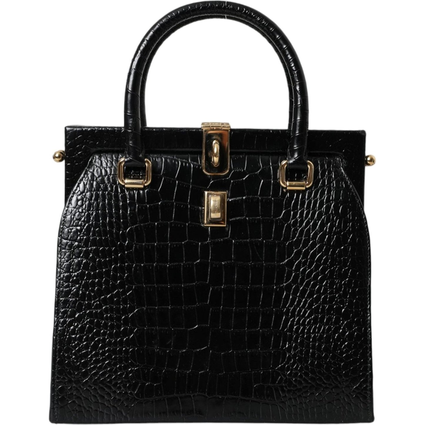 Dolce & Gabbana Black Exotic Leather Top Handle Tote Women Bag Dolce & Gabbana