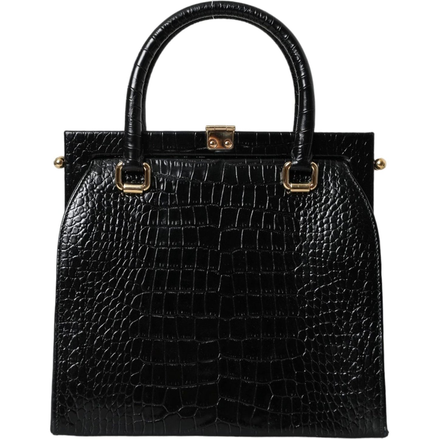 Dolce & Gabbana Black Exotic Leather Top Handle Tote Women Bag Dolce & Gabbana