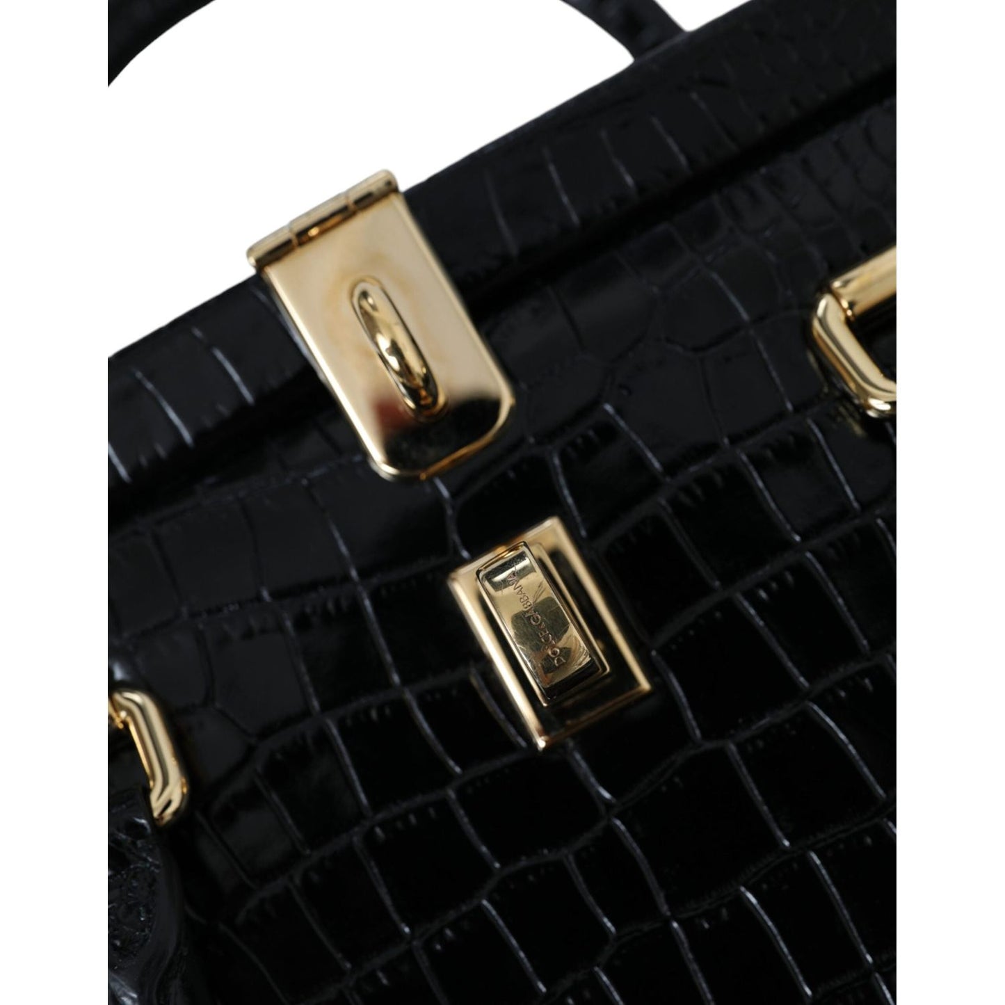 Dolce & Gabbana Black Exotic Leather Top Handle Tote Women Bag Dolce & Gabbana