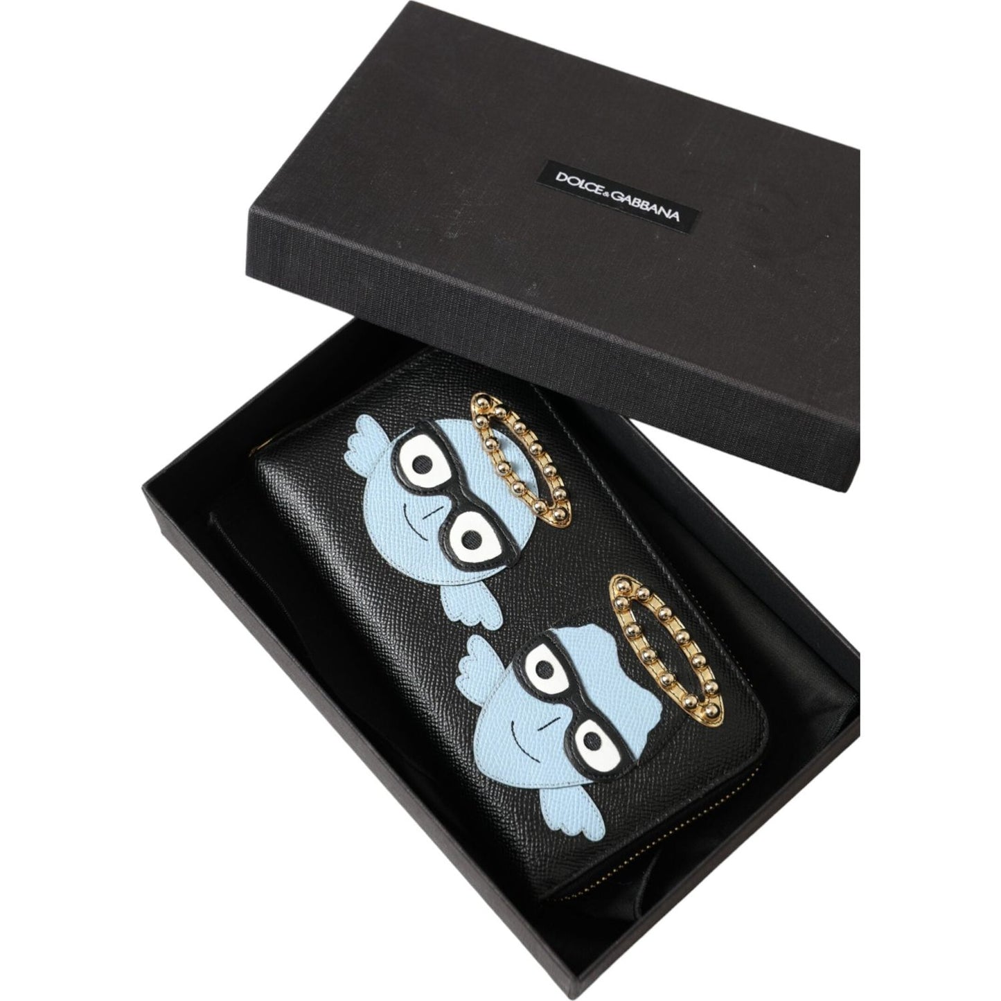 Dolce & Gabbana Black Blue Leather #DGFAMILY Zipper Continental Men Wallet Dolce & Gabbana