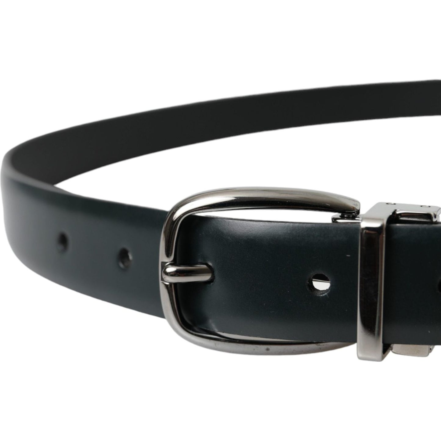 Dolce & Gabbana Black Leather Silver Metal Buckle Belt Men Dolce & Gabbana