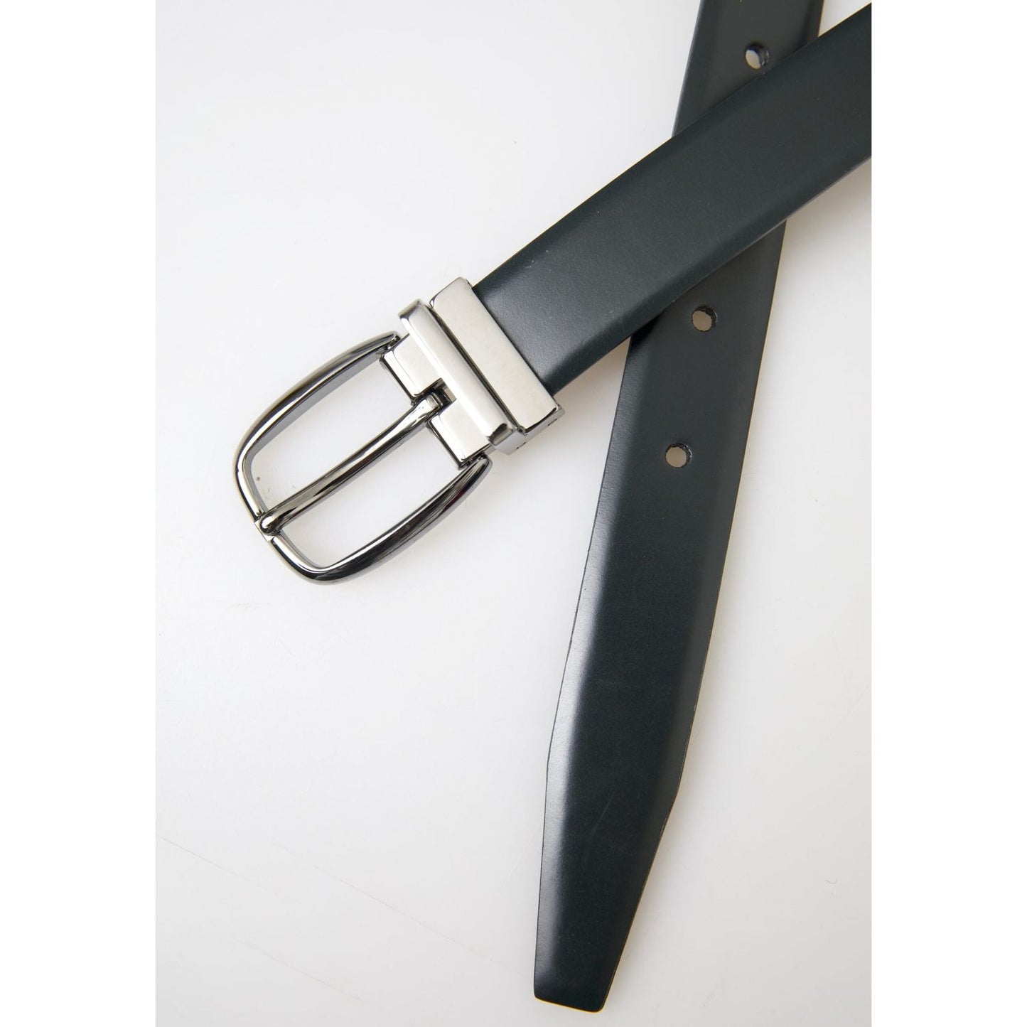 Dolce & Gabbana Black Leather Silver Metal Buckle Belt Men Dolce & Gabbana