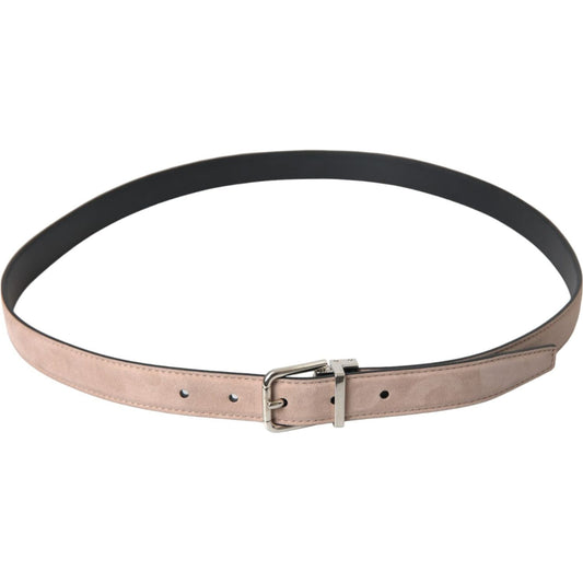 Beige Suede Leather Silver Buckle Belt Men