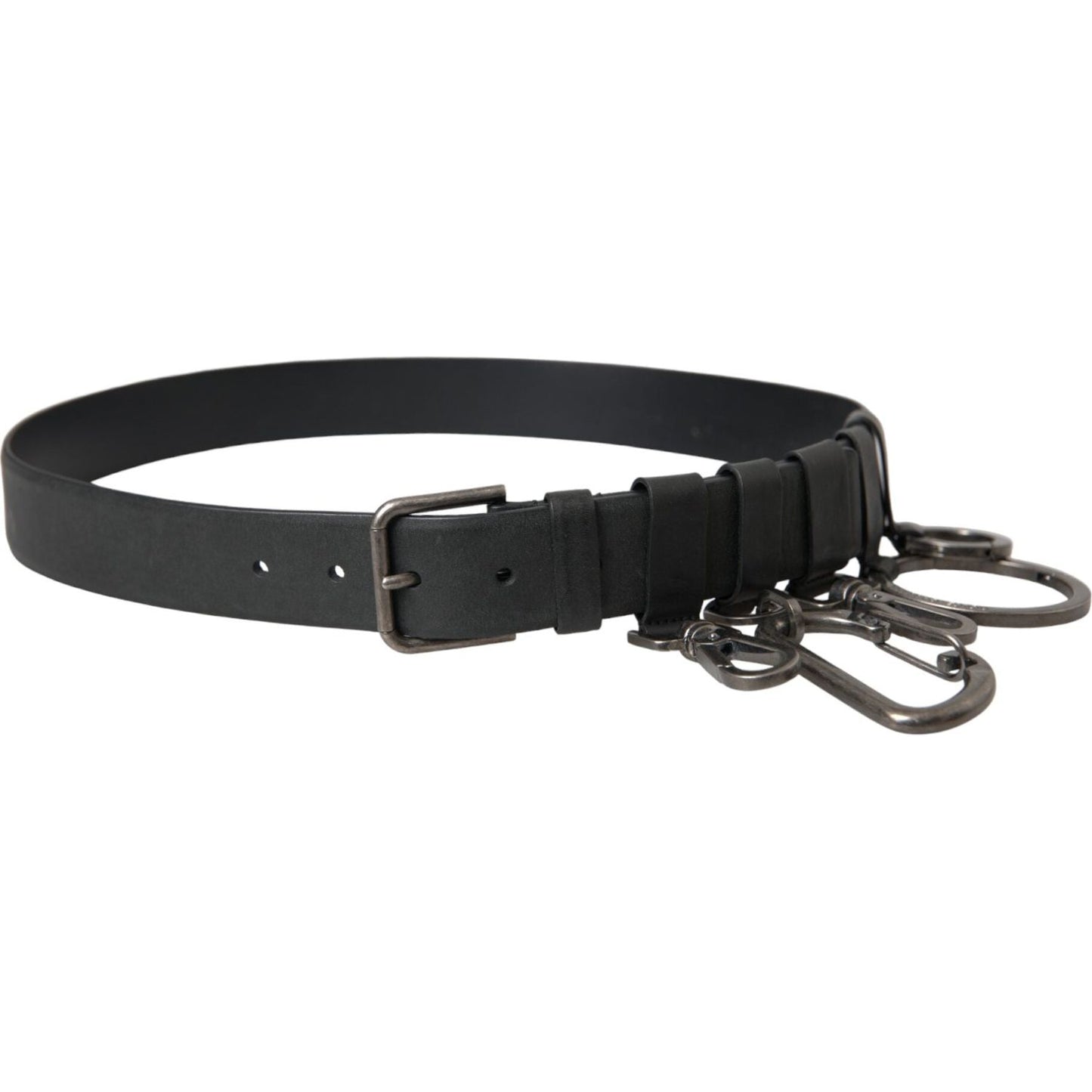 Dolce & Gabbana Black Calf Leather Silver Metal Buckle Belt Dolce & Gabbana