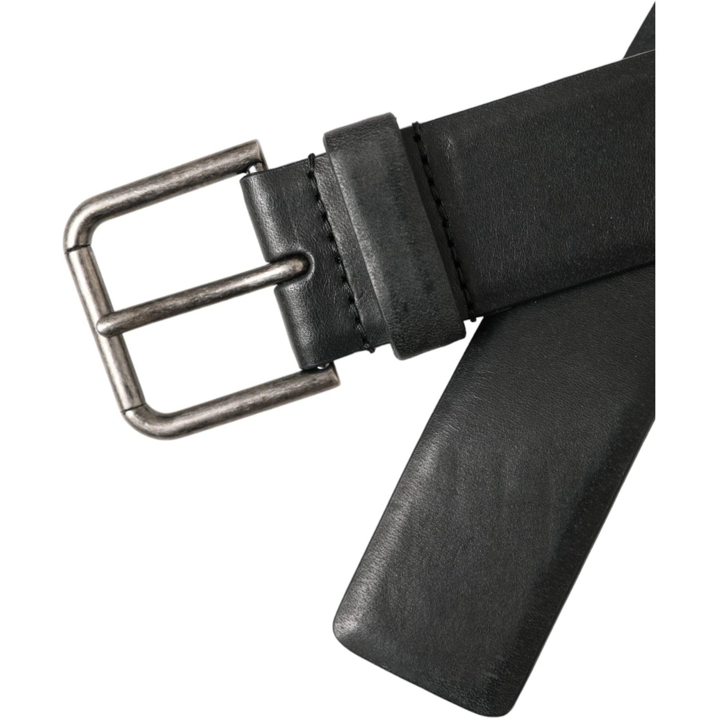 Dolce & Gabbana Black Calf Leather Silver Metal Buckle Belt Dolce & Gabbana