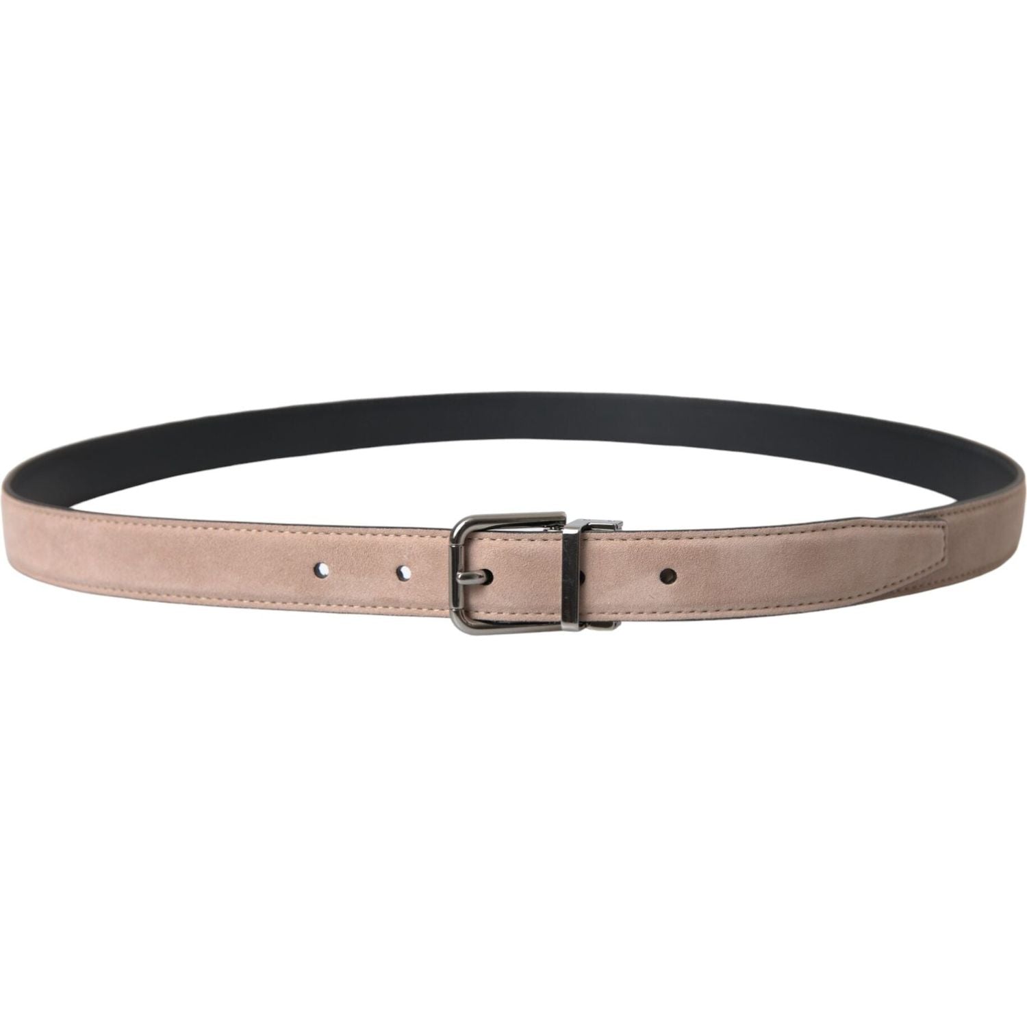 Dolce & Gabbana Beige Suede Leather Silver Buckle Belt Men