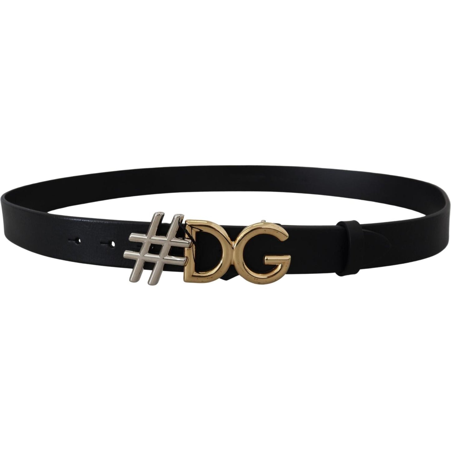 Dolce & Gabbana Black Leather Metal #DG Logo Buckle Belt Dolce & Gabbana