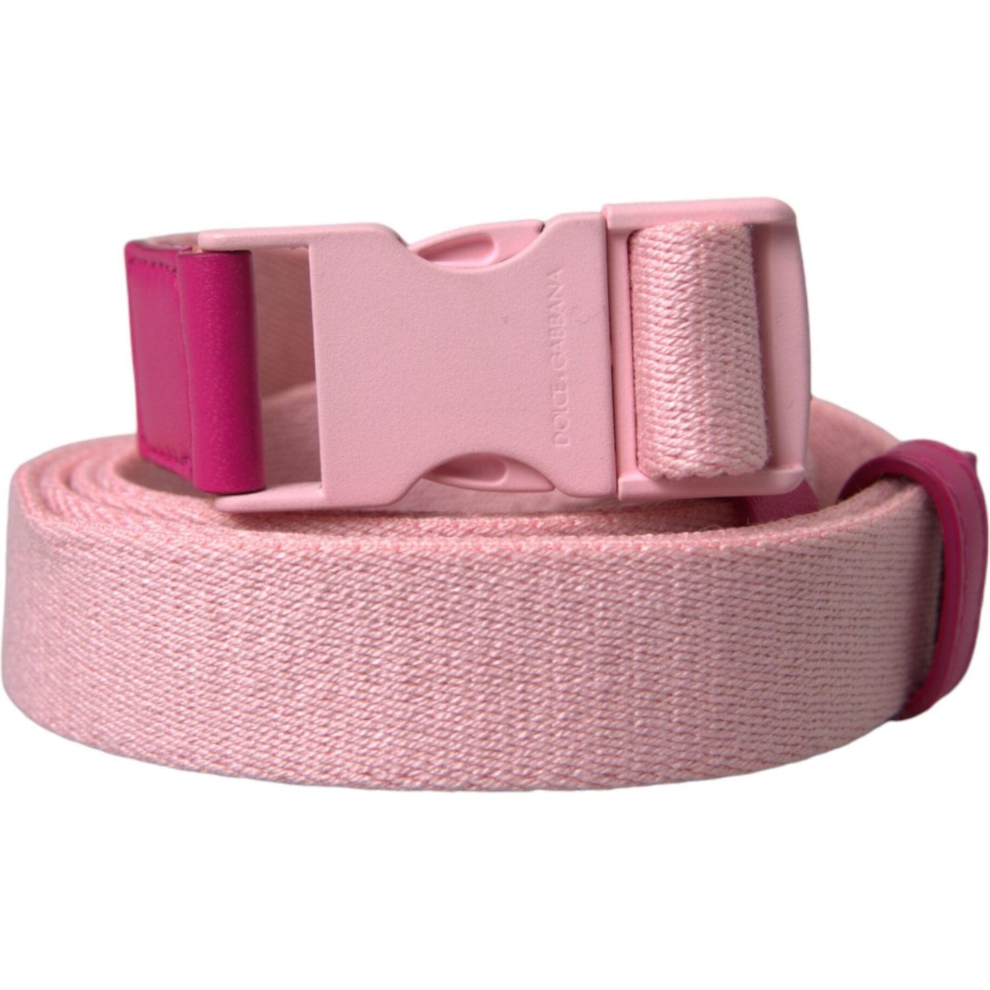 Dolce & Gabbana Pink Canvas Stretch Plastic Buckle Women Belt Dolce & Gabbana