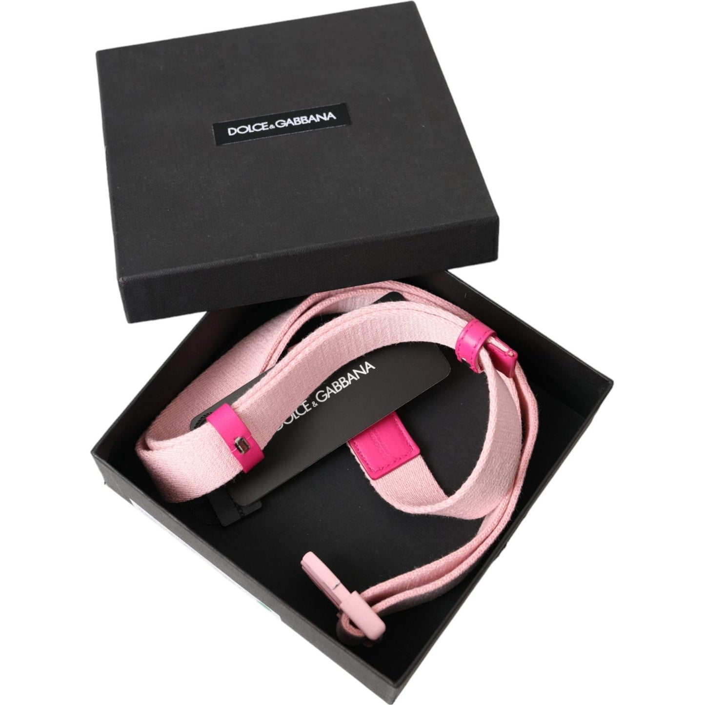 Dolce & Gabbana Pink Canvas Stretch Plastic Buckle Women Belt Dolce & Gabbana