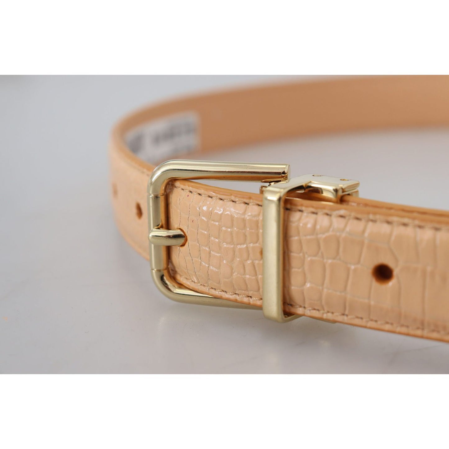 Dolce & Gabbana Beige Exotic Leather Gold Metal Buckle Belt Dolce & Gabbana