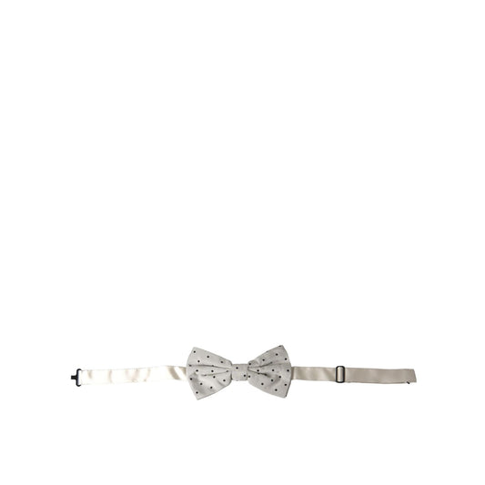 Dolce & Gabbana Gray Black Polka Dot Polyester Bow Tie Men