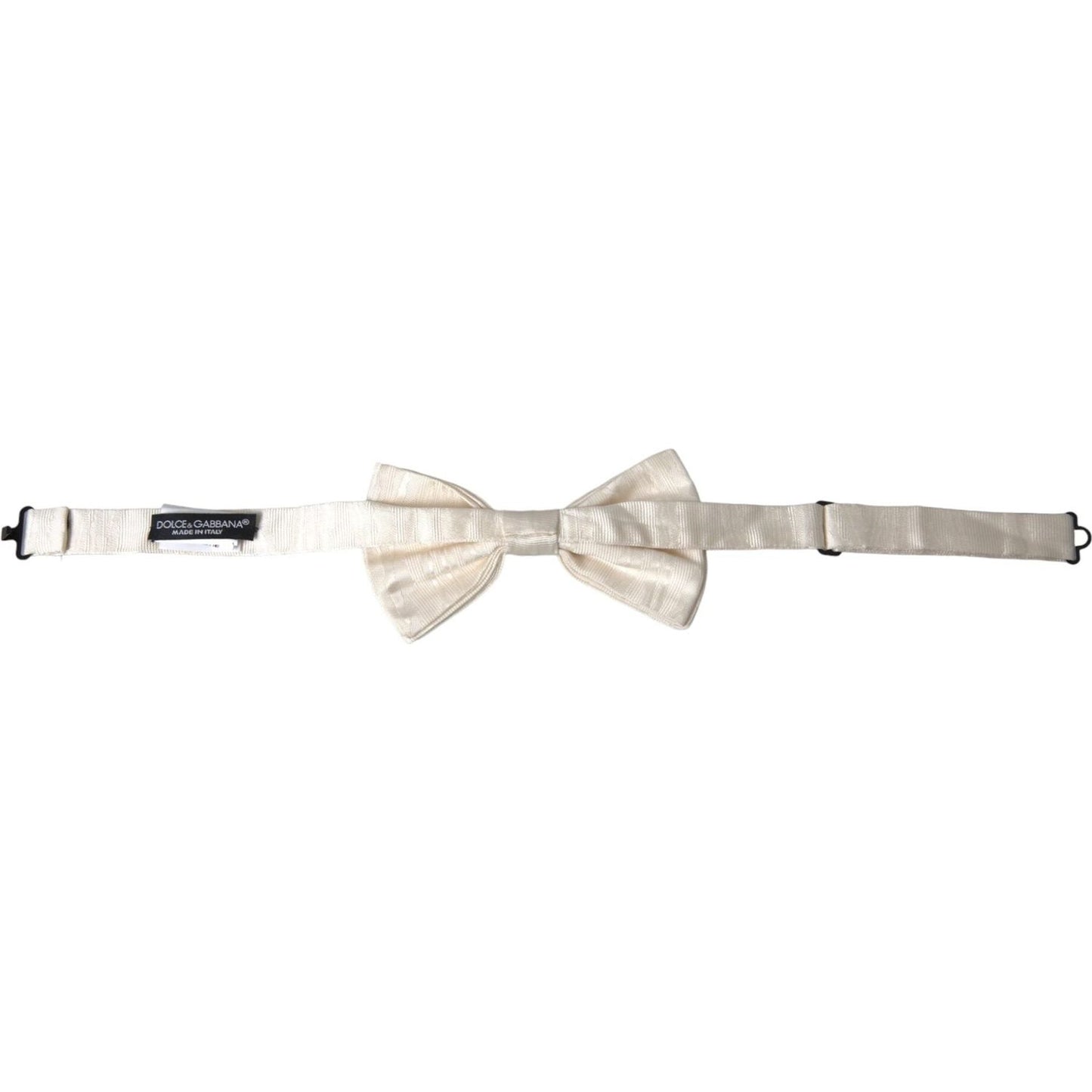 Dolce & Gabbana White Jacquard Silk Adjustable Neck Men Bow Tie Dolce & Gabbana