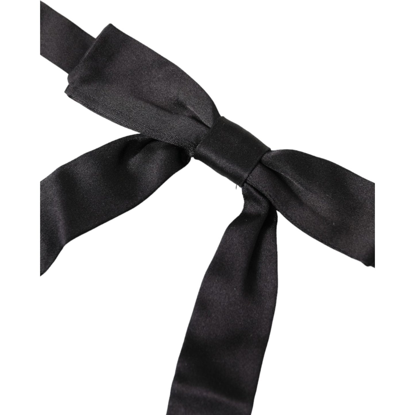 Dolce & Gabbana Black Ribbon Silk Adjustable Neck Bow Tie Dolce & Gabbana