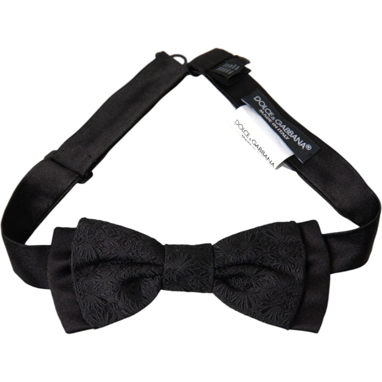 Dolce & Gabbana Black Brocade Silk Adjustable Neck Men Bow Tie Dolce & Gabbana