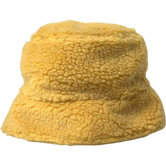 Dolce & Gabbana Yellow Fluffy Fleece Fur Bucket Hat Men Dolce & Gabbana