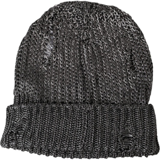 Dolce & Gabbana Dark Gray Viscose Knit Beanie Bonnet Hat Men Dolce & Gabbana