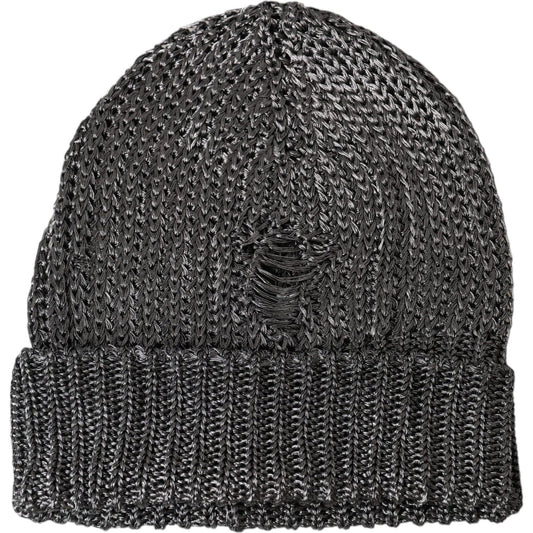 Dolce & Gabbana Dark Gray Viscose Knit Beanie Bonnet Hat Men Dolce & Gabbana