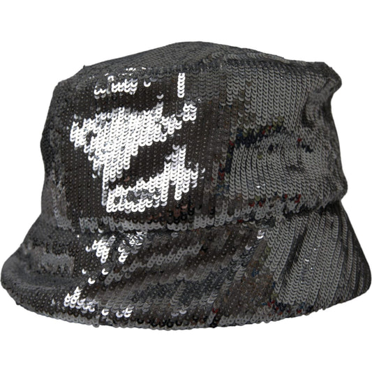 Silver Sequined Nylon Bucket Hat Men