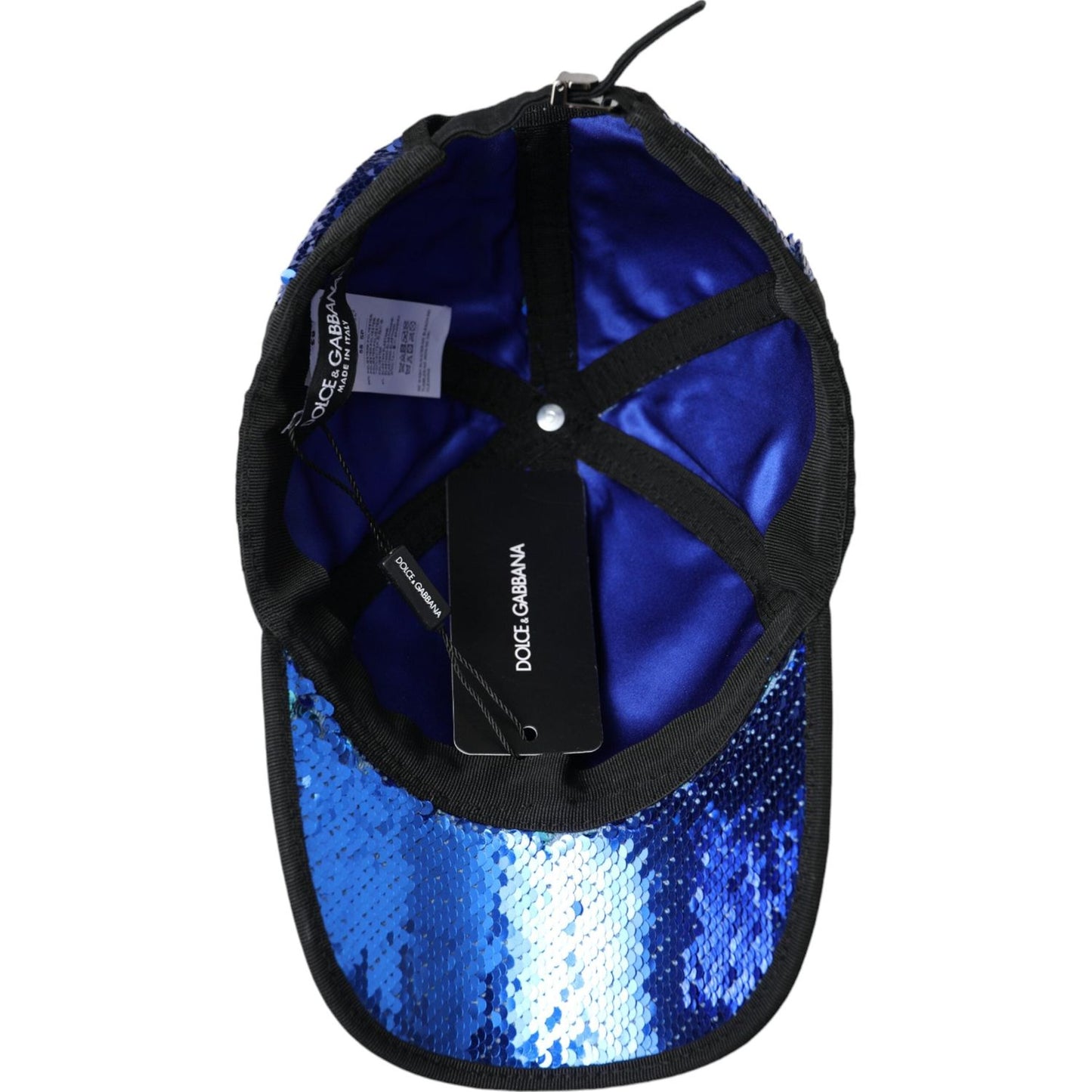 Dolce & Gabbana Royal Blue Sequin Baseball Hat Men Dolce & Gabbana