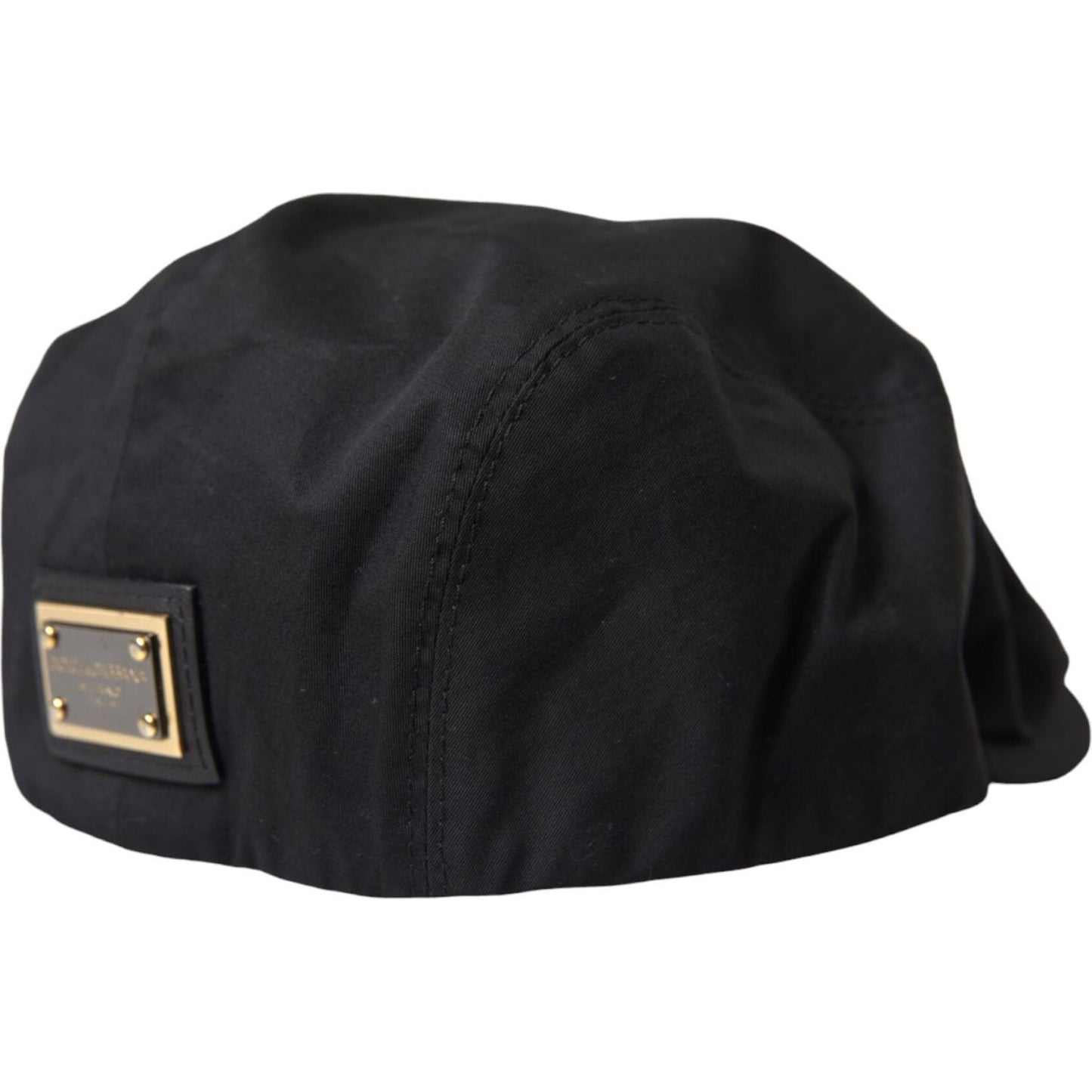 Dolce & Gabbana Black Cotton Blend Logo Newsboy Hat Men Dolce & Gabbana