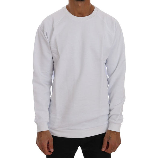 Daniele Alessandrini Elegant White Crewneck Cotton Sweater Daniele Alessandrini