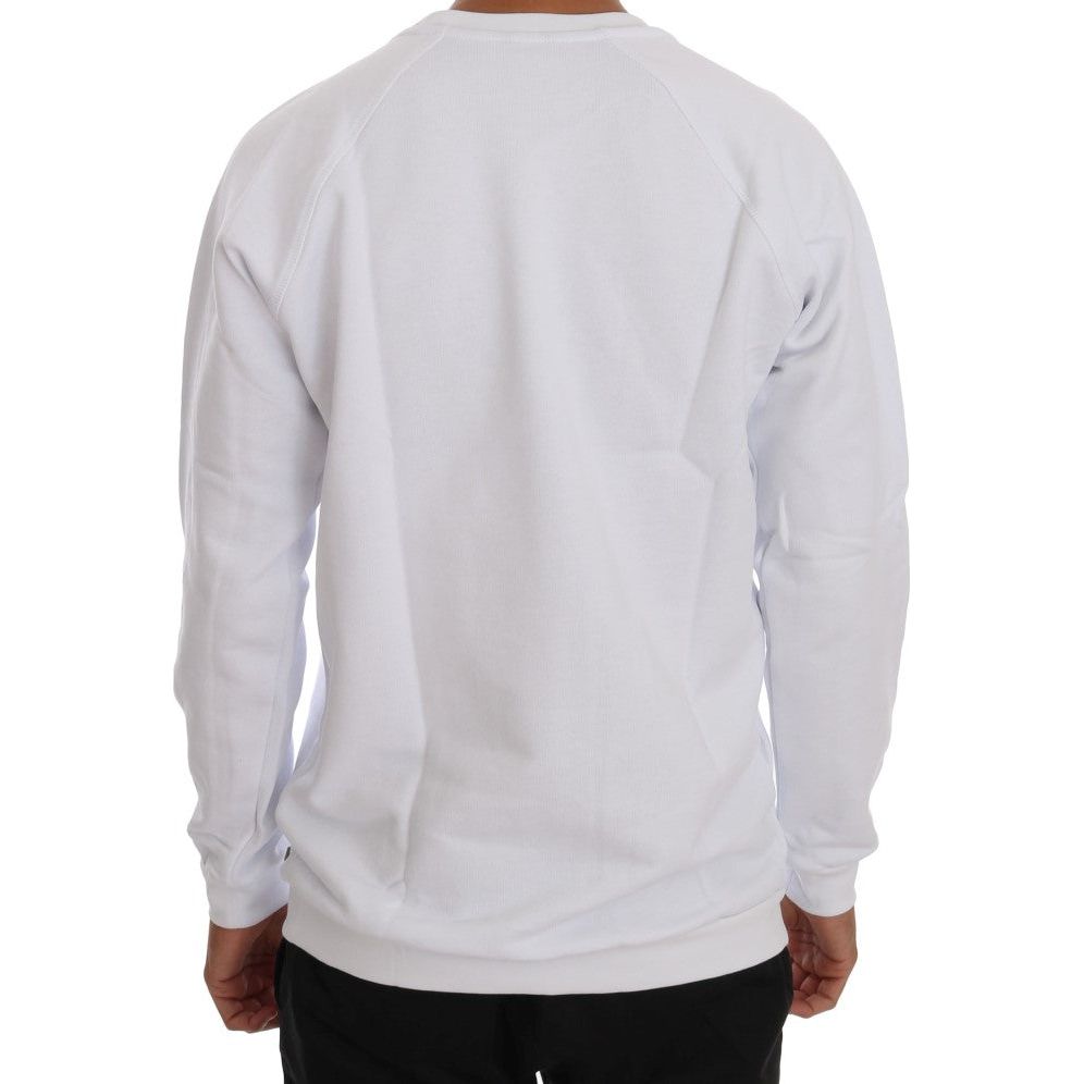 Daniele Alessandrini Elegant White Crewneck Cotton Sweater Daniele Alessandrini