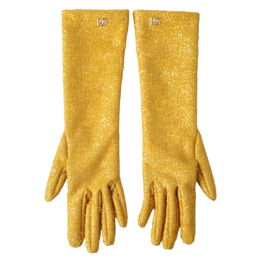 Dolce & Gabbana Gold Lurex Fantasia Mid Arm Length Gloves
