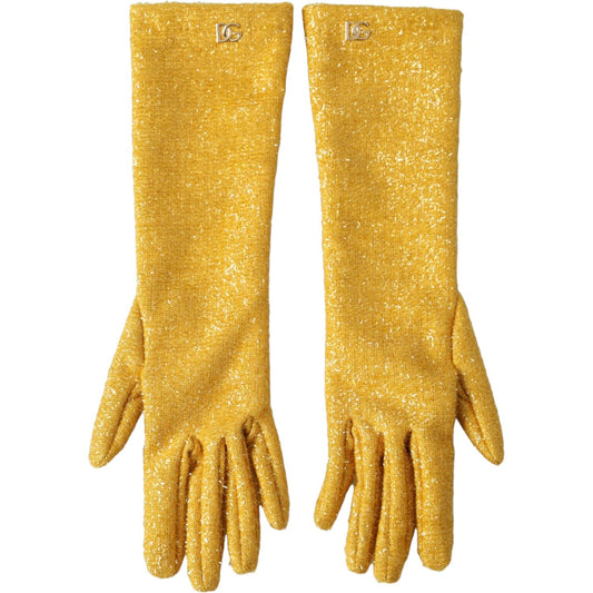 Gold Lurex Fantasia Mid Arm Length Gloves