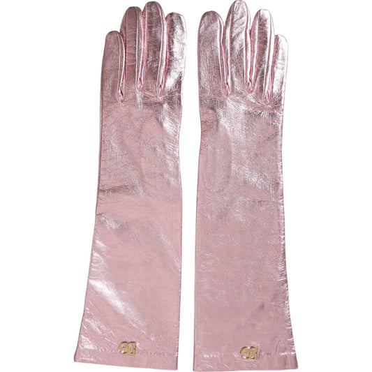 Pink Laminated Logo Mid Arm Length Gloves